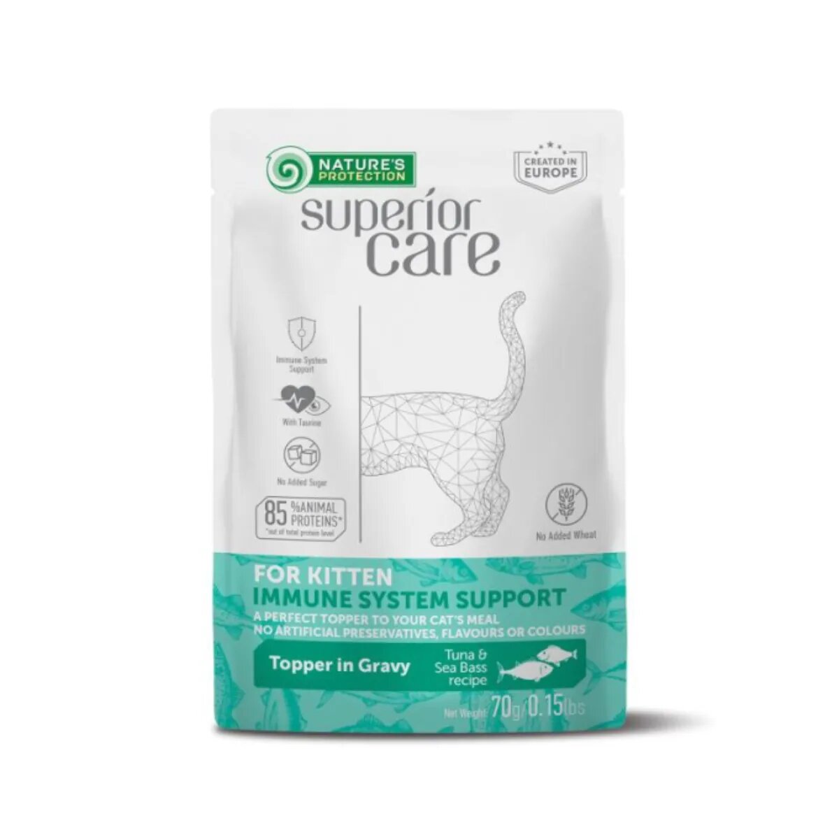 Natures Protection Superior Care Immune System Ton și Șalău plic hrană umedă pisici junior sistem imunitar (topping) 70g
