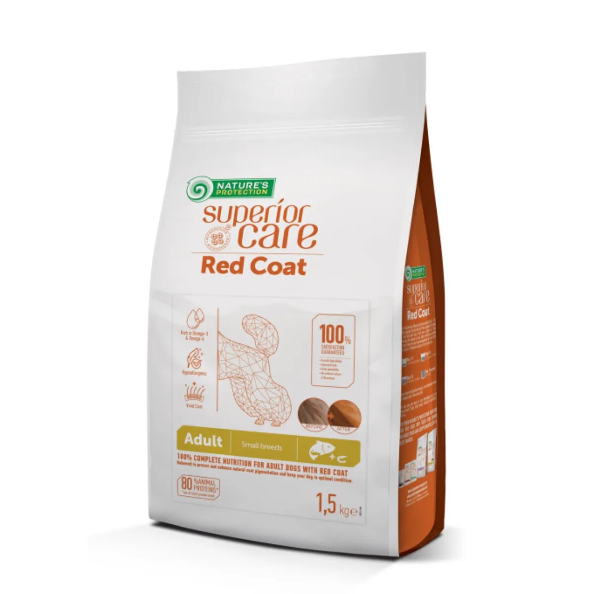 Natures Protection Superior Care Red Coat Small & Mini Breed XS-S Somon și Krill hrană uscată fără cereale câini 10kg
