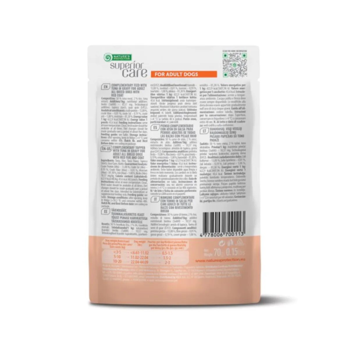 Natures Protection Superior Care Red Coat XS-XL Ton plic hrană umedă monoproteică câini (topping) 70g