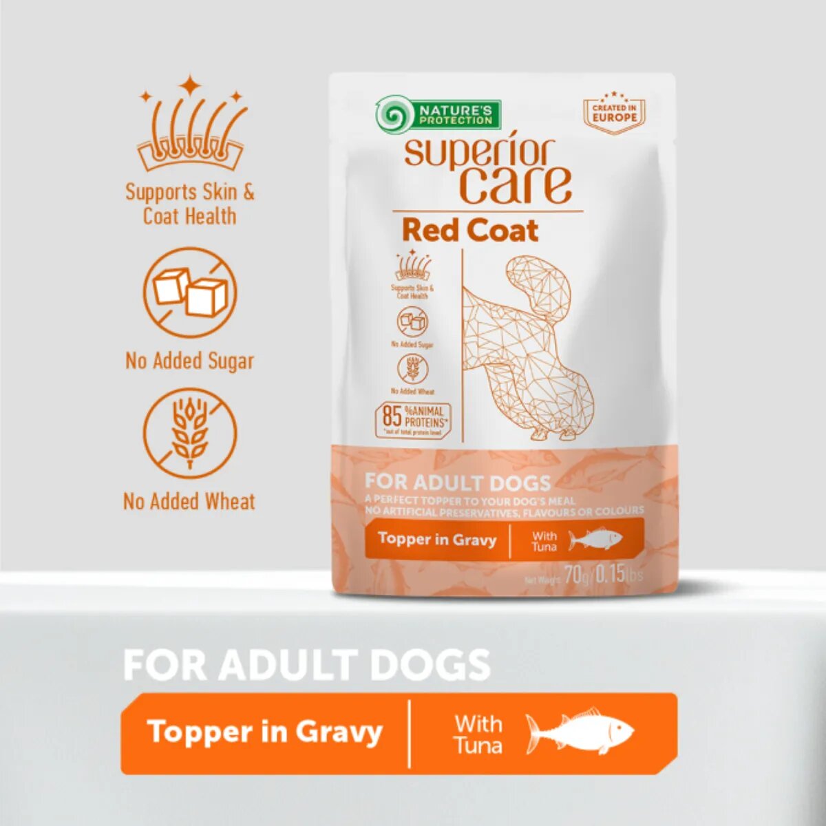 Natures Protection Superior Care Red Coat XS-XL Ton plic hrană umedă monoproteică câini (topping) 70g