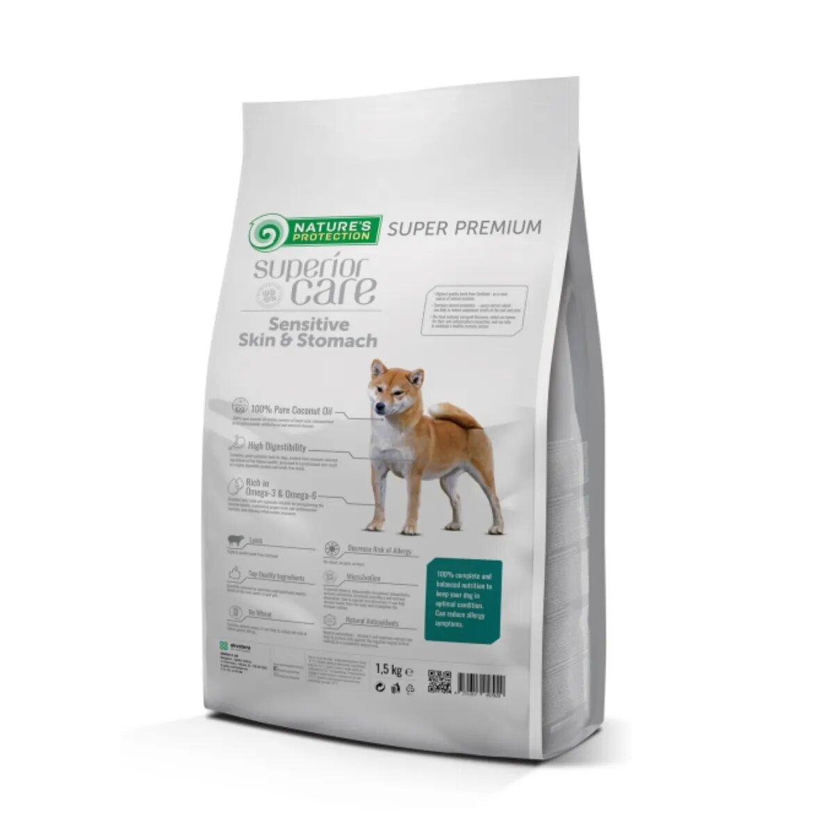 Natures Protection Superior Care Sensitive Skin & Stomach XS-XL Miel hrană uscată câini piele & blană 1.5kg