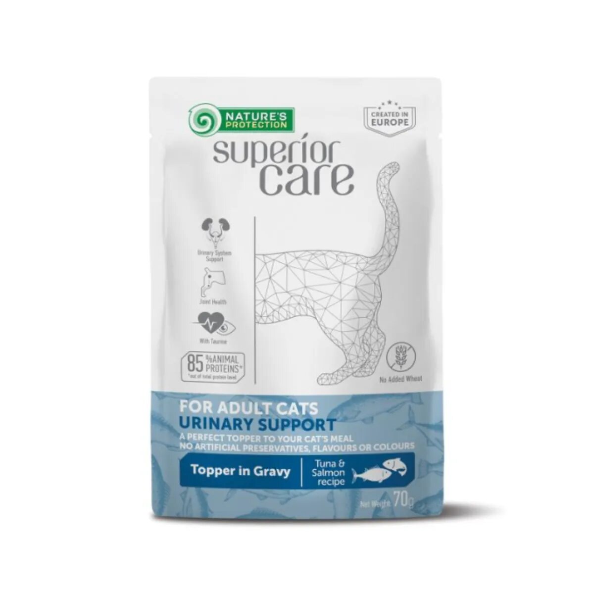 Natures Protection Superior Care Urinary Ton și Somon plic hrană umedă pisici sistem urinar (topping) 70g