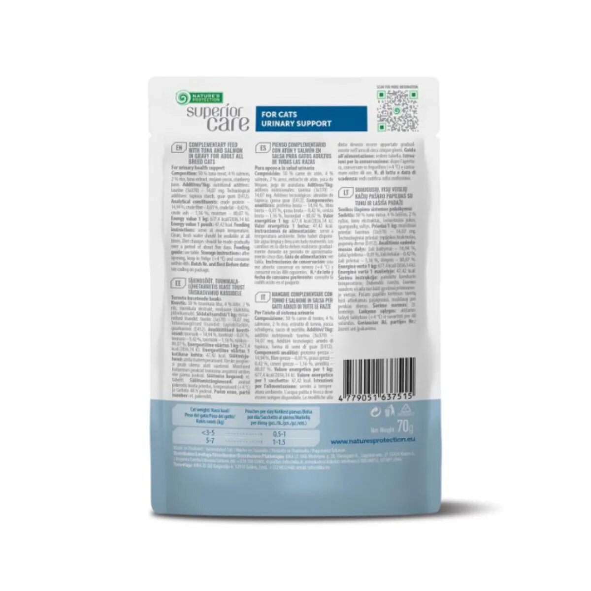 Natures Protection Superior Care Urinary Ton și Somon plic hrană umedă pisici sistem urinar (topping) 70g