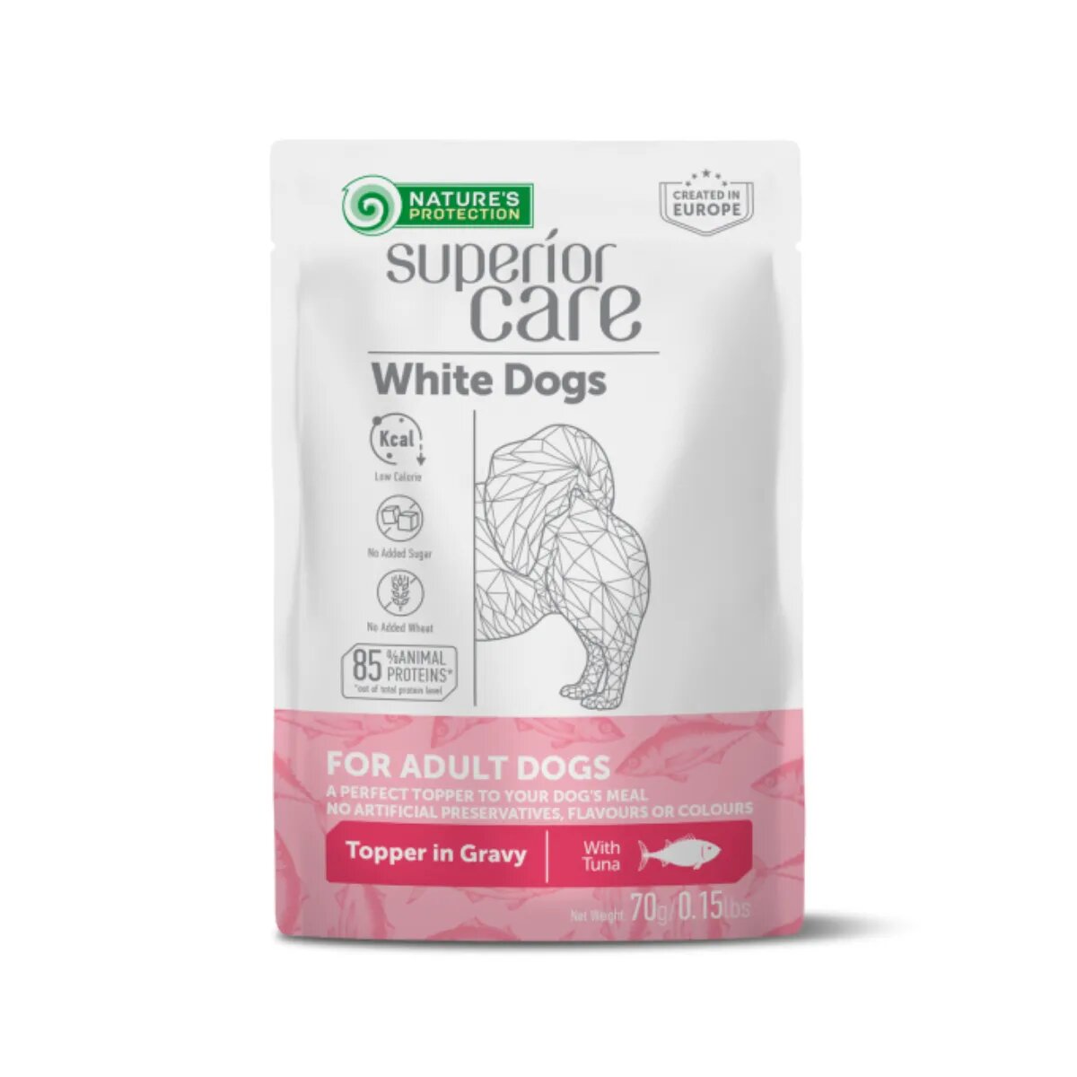 Natures Protection Superior Care White Dogs XS-XL Ton plic hrană umedă monoproteică câini (topping) 70g