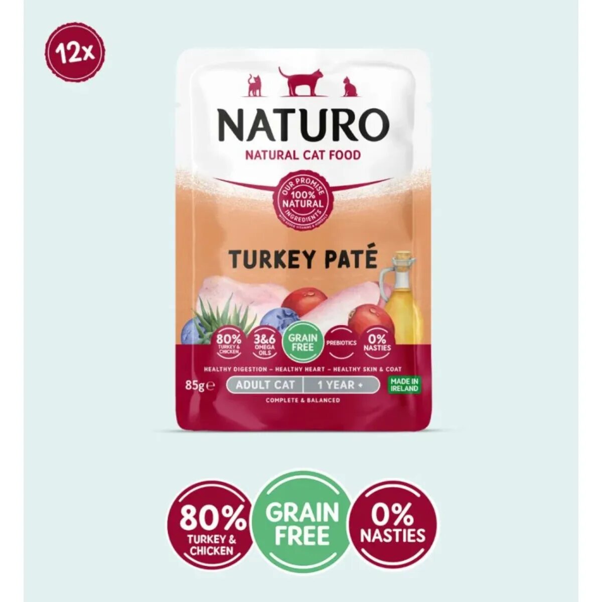 Naturo Curcan plic hrană umedă fără cereale pisici (pate) 85g