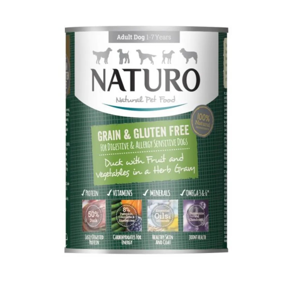 Naturo Grain Free XS-L Rață și Legume conservă hrană umedă fără cereale câini (în sos) 390g