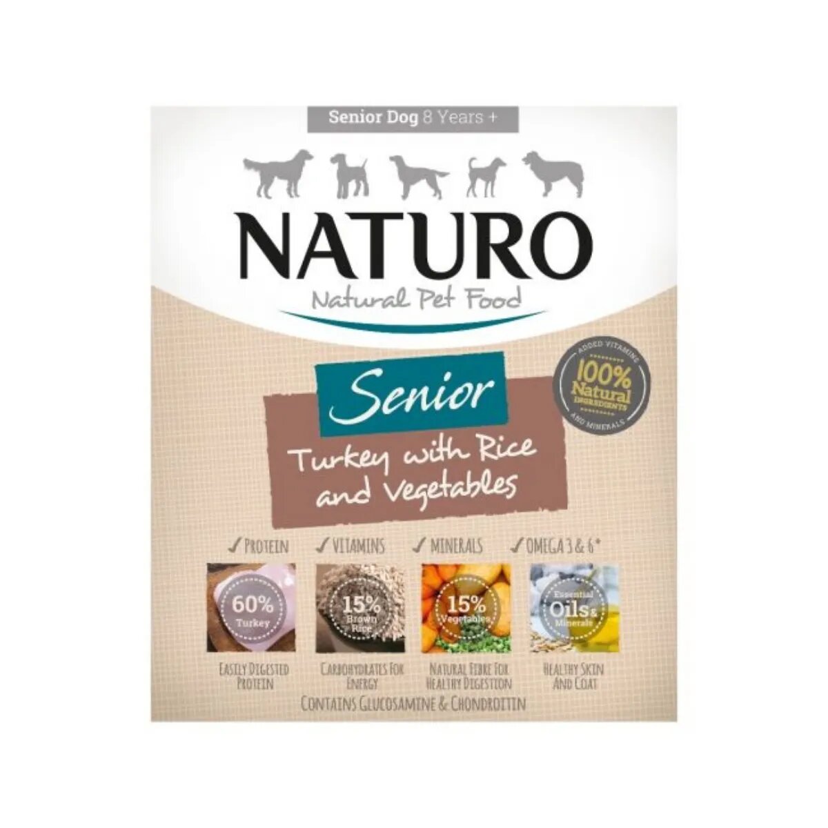 Naturo Low Grain Senior XS-L Curcan și Legume tăviță hrană umedă conținut redus cereale câini senior (în aspic) 400g