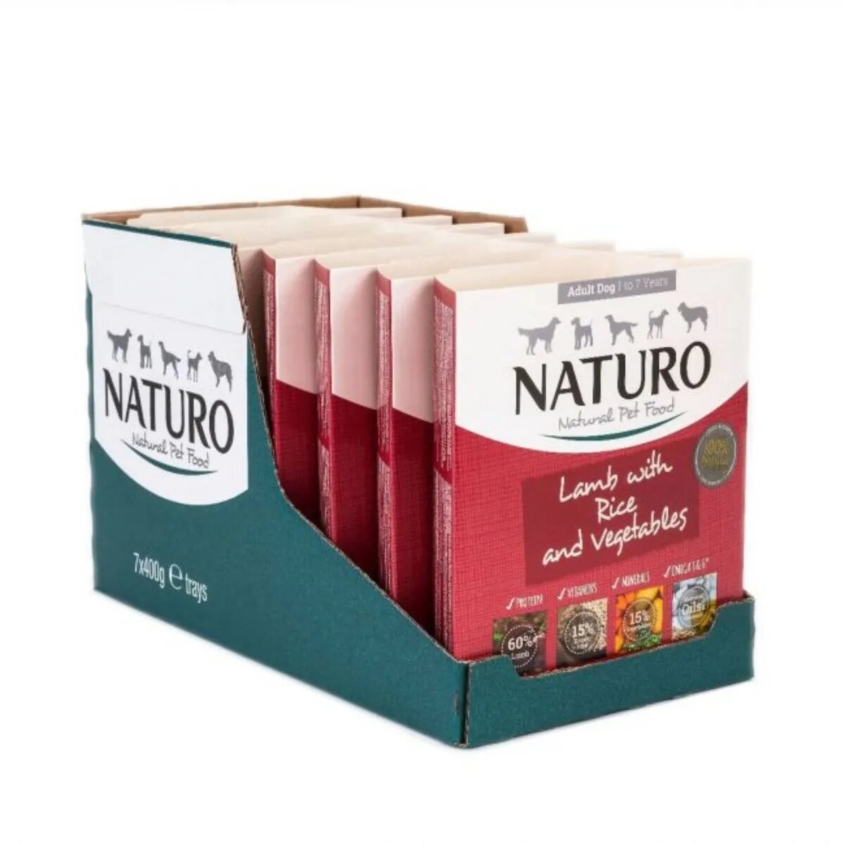 Naturo Low Grain XS-L Miel și Legume tăviță hrană umedă conținut redus cereale câini (în aspic) 400g