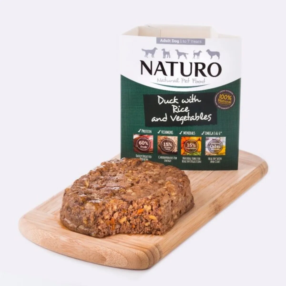 Naturo Low Grain XS-L Rață și Legume tăviță hrană umedă conținut redus cereale câini (în aspic) 400g