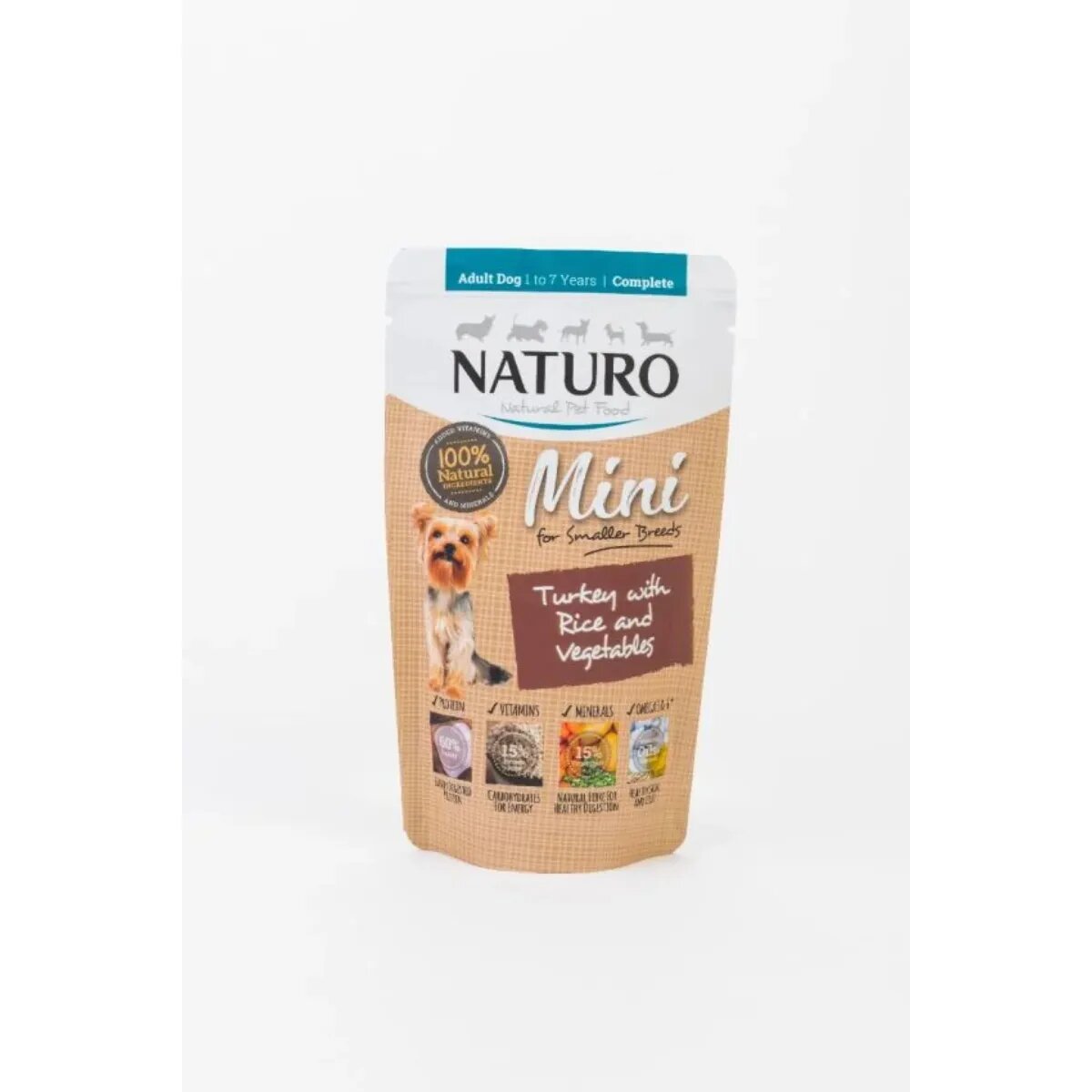 Naturo Mini XS-S Curcan și Orez plic hrană umedă câini (în suc propriu) 150g