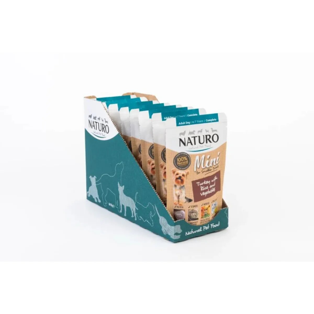 Naturo Mini XS-S Curcan și Orez plic hrană umedă câini (în suc propriu) 150g