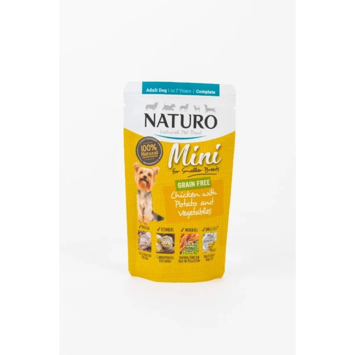Naturo Mini XS-S Pui și Cartofi plic hrană umedă fără cereale câini (în suc propriu) 150g