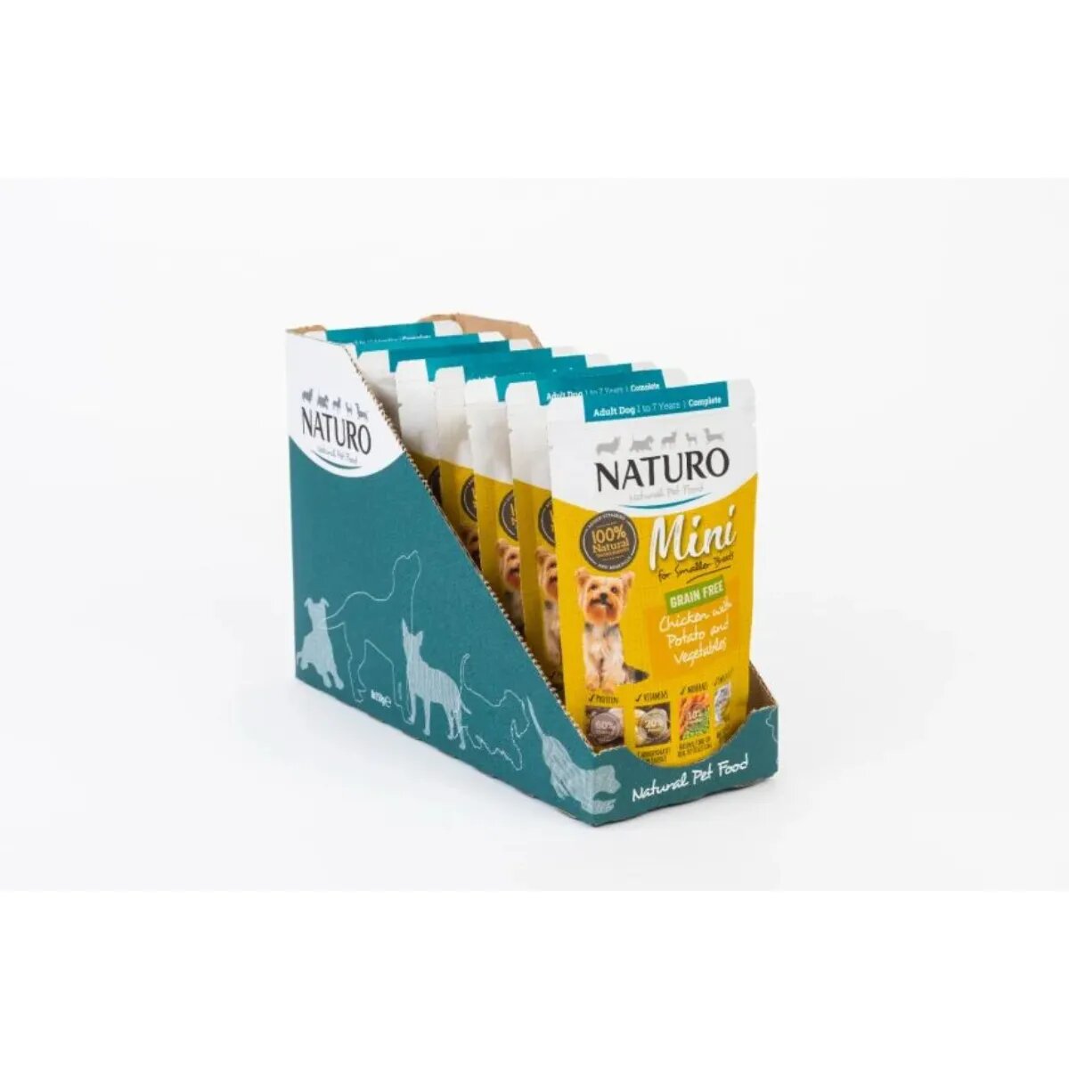 Naturo Mini XS-S Pui și Cartofi plic hrană umedă fără cereale câini (în suc propriu) 150g