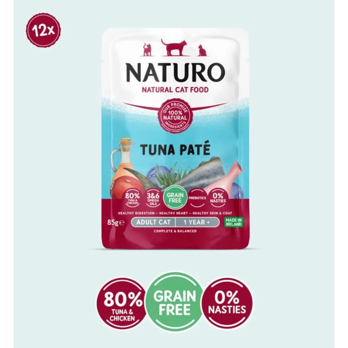 Naturo Ton plic hrană umedă fără cereale pisici (pate) 85g