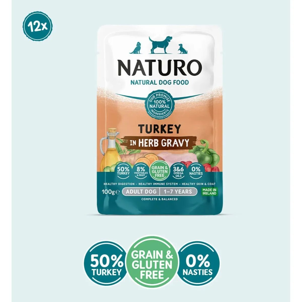 Naturo XS-XL Curcan plic hrană umedă fără cereale câini (în sos) 100g