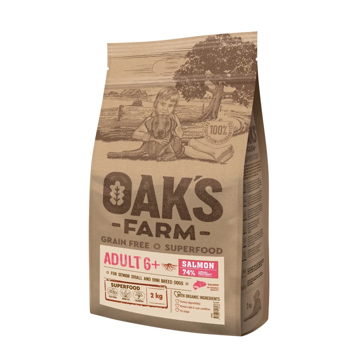 OAK'S FARM Mini Senior 6+ XS-S Somon hrană uscată fără cereale câini senior 6.5kg