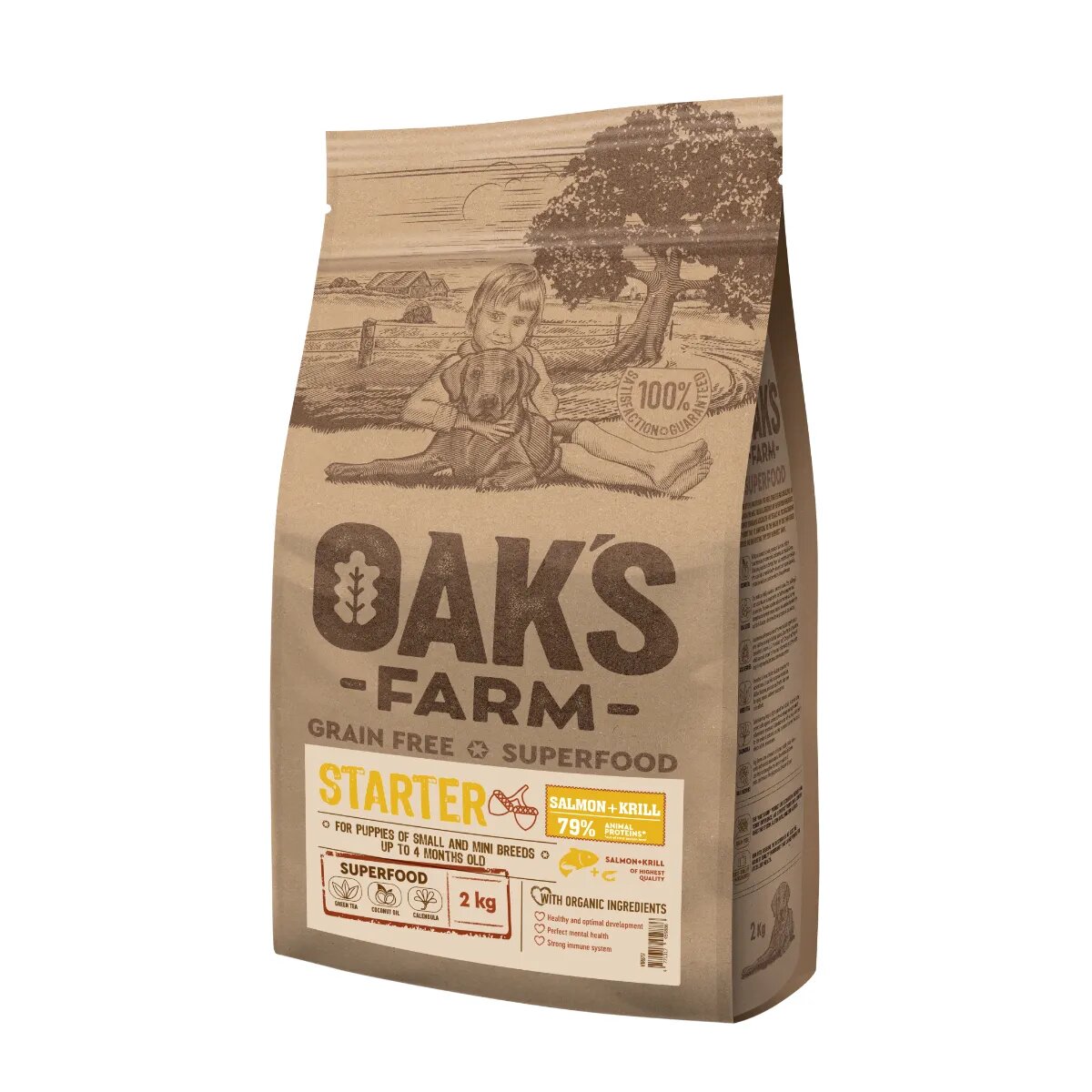 OAK'S FARM Mini Starter XS-S Somon hrană uscată fără cereale câini junior 2kg