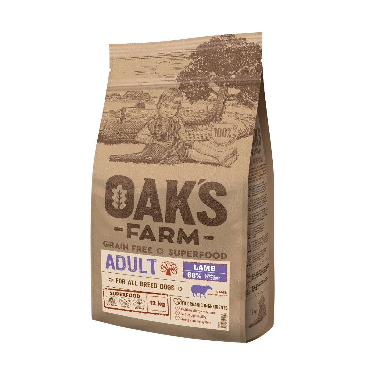 OAK'S FARM XS-XL Miel hrană uscată fără cereale câini 12kg