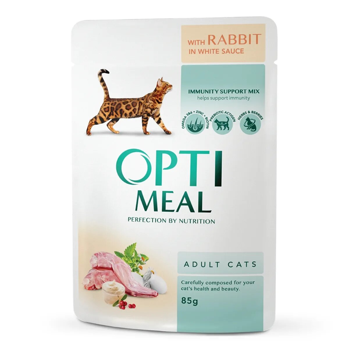 OPTIMEAL Iepure hrană umedă pisici (în sos) Iepure plic hrană umedă pisici (în sos) 85g