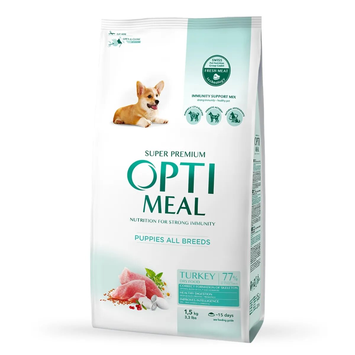 OPTIMEAL Junior Curcan hrană uscată câini junior Junior XS-XL Curcan hrană uscată câini junior 1.5kg