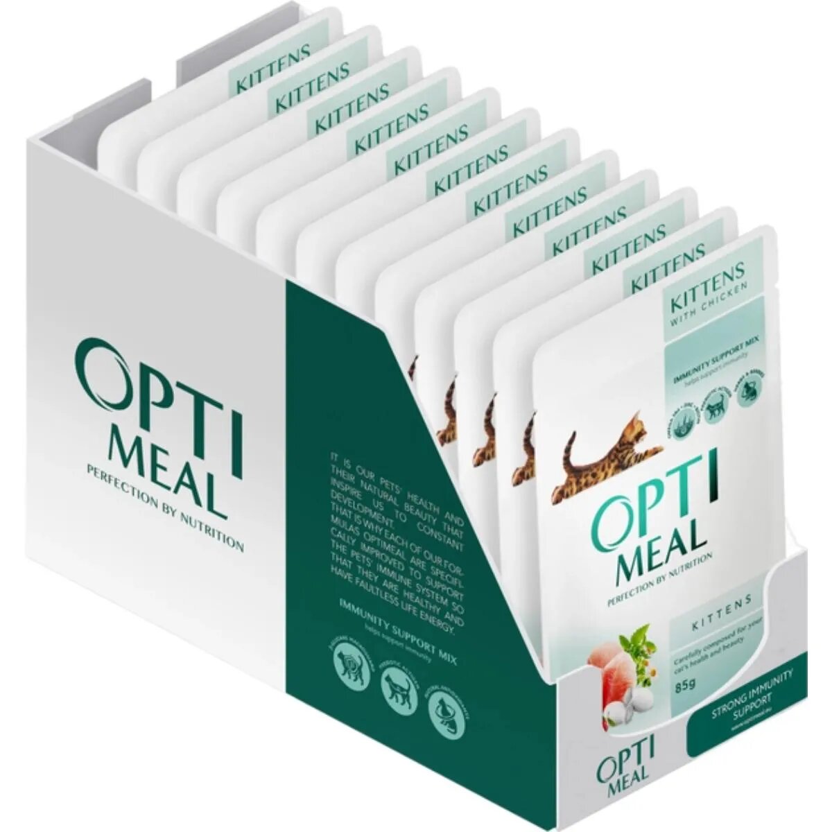 OPTIMEAL Kitten Pui hrană umedă pisici junior (în sos) Kitten Pui plic hrană umedă pisici junior (în sos) bax 85g x 12