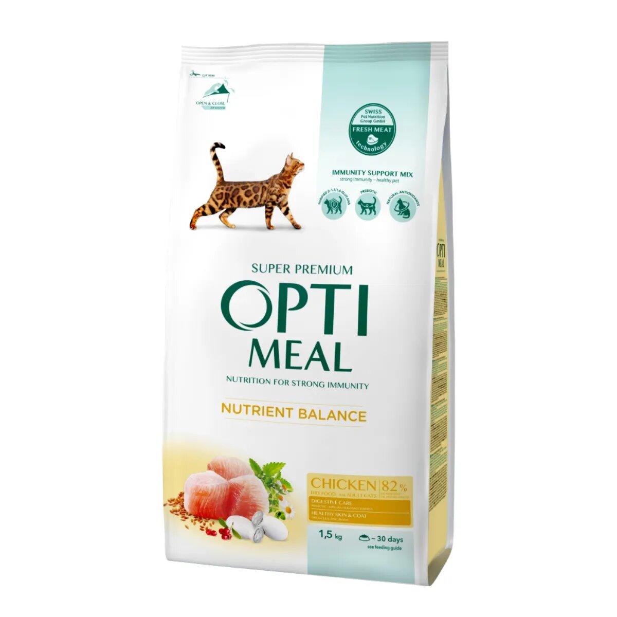 OPTIMEAL Pui hrană uscată pisici 1.5kg