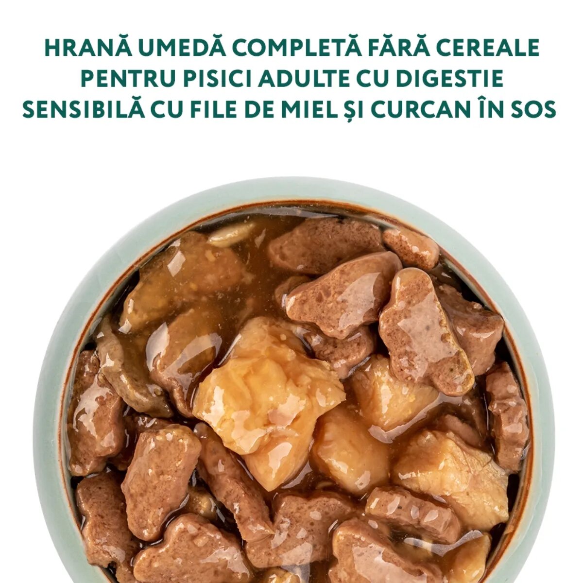 OPTIMEAL Sensitive Miel și Curcan hrană umedă pisici sensibilități digestive (în sos) Sensitive Miel și Curcan hrană umedă fără cereale pisici sistem digestiv (în sos) 85g