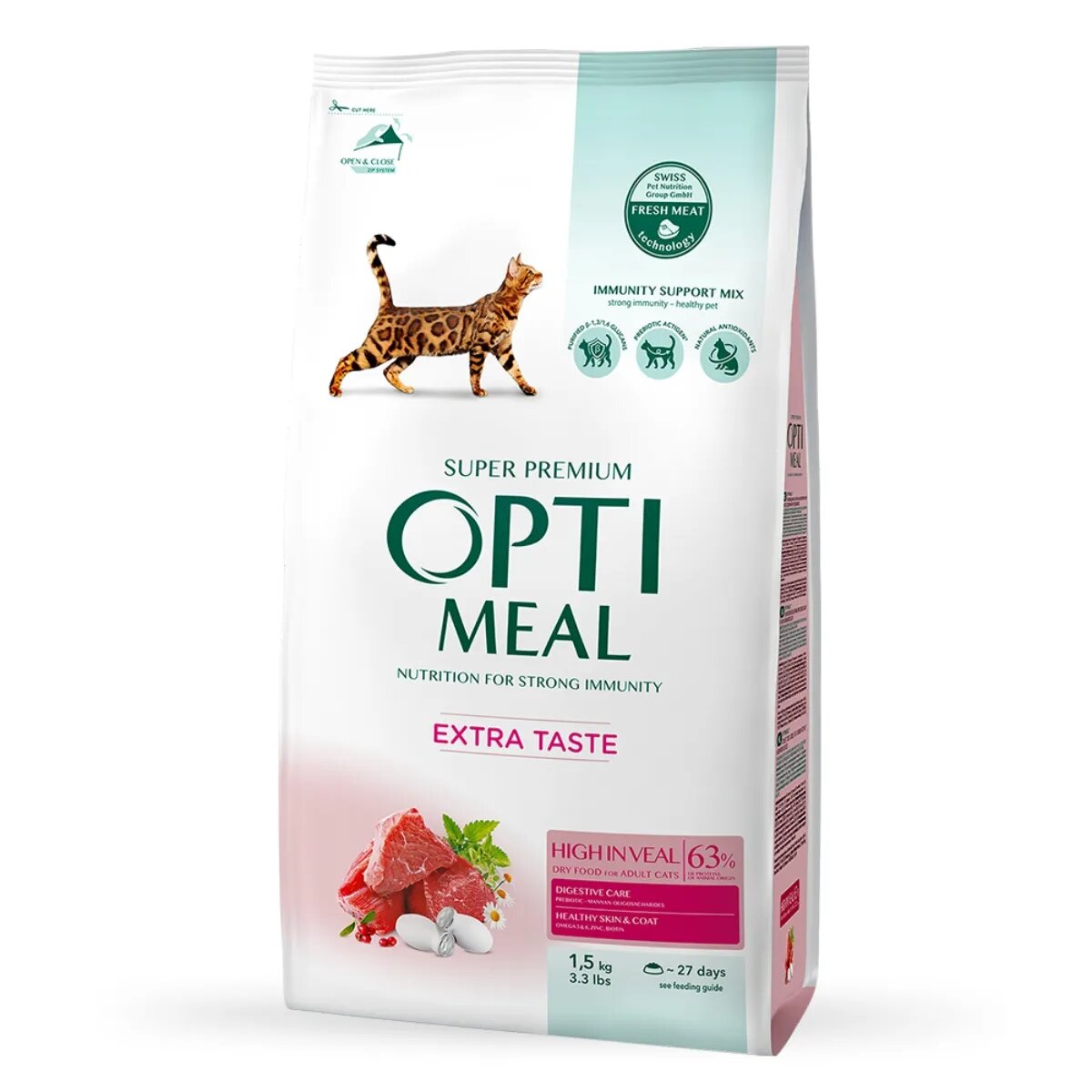 OPTIMEAL Vită hrană uscată pisici 1.5kg