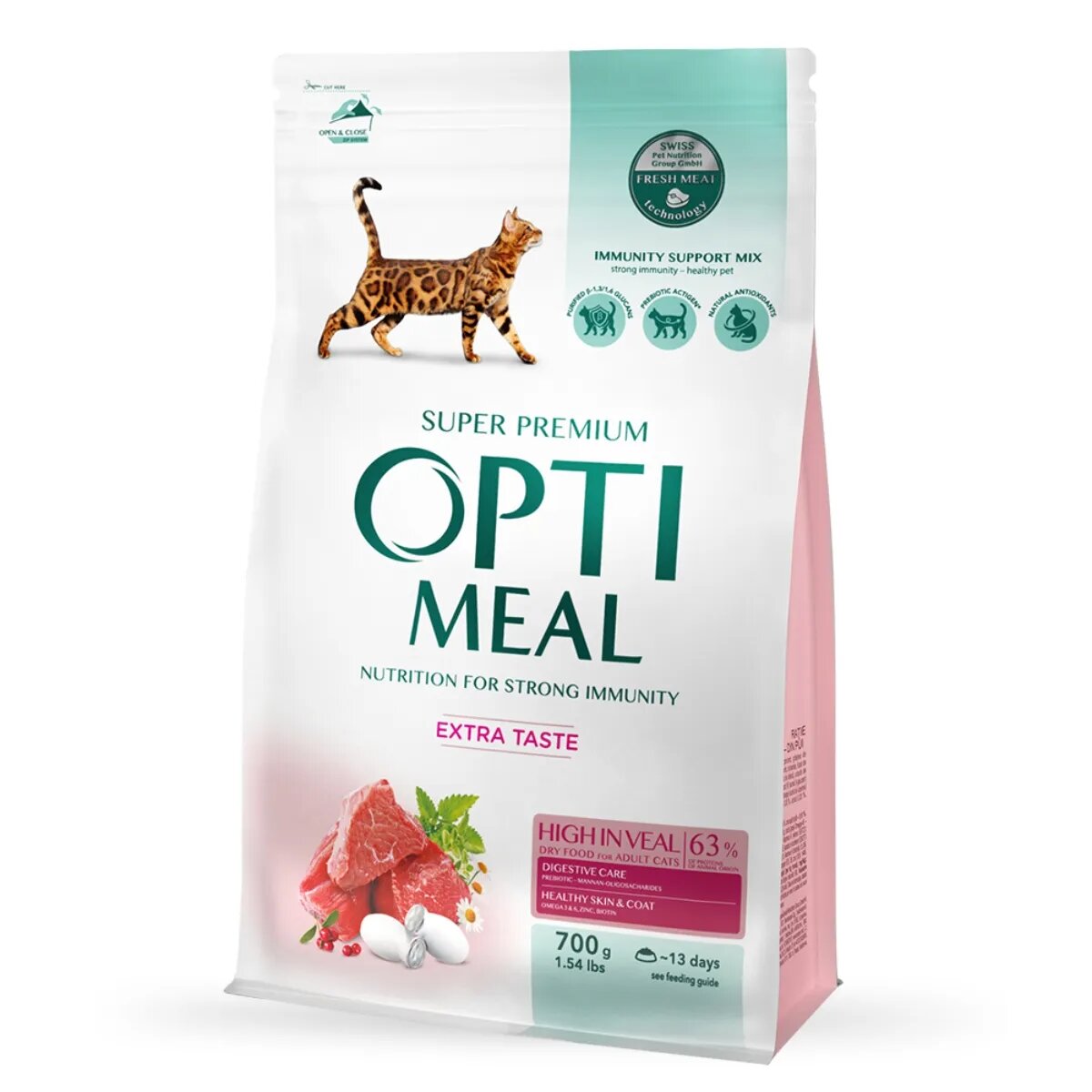 OPTIMEAL Vită hrană uscată pisici 700g