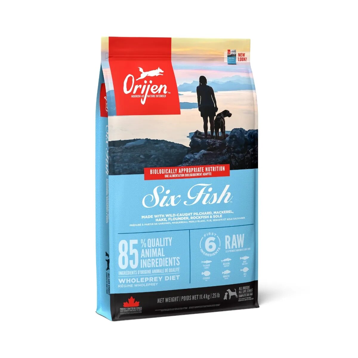 Orijen Six Fish hrană uscată fără cereale câini 11.4kg