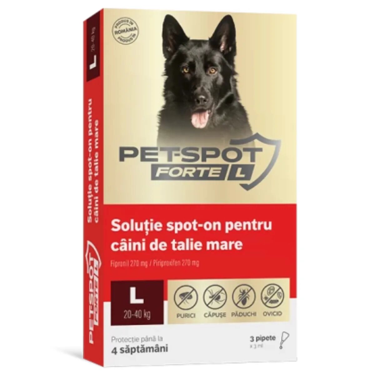 Pasteur Pet Spot Forte deparazitare externă câini pipetă Pet Spot Forte deparazitare externă câini L(20 - 40kg) pipetă 3ml x 3buc