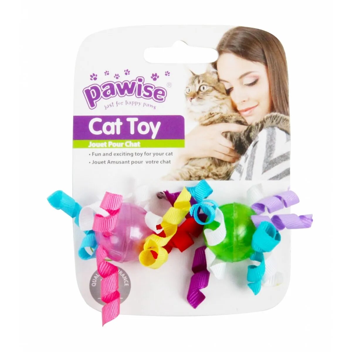 Pawise 2 Mingi cu Panglici jucărie minge pisici plastic activități fizice multicolor