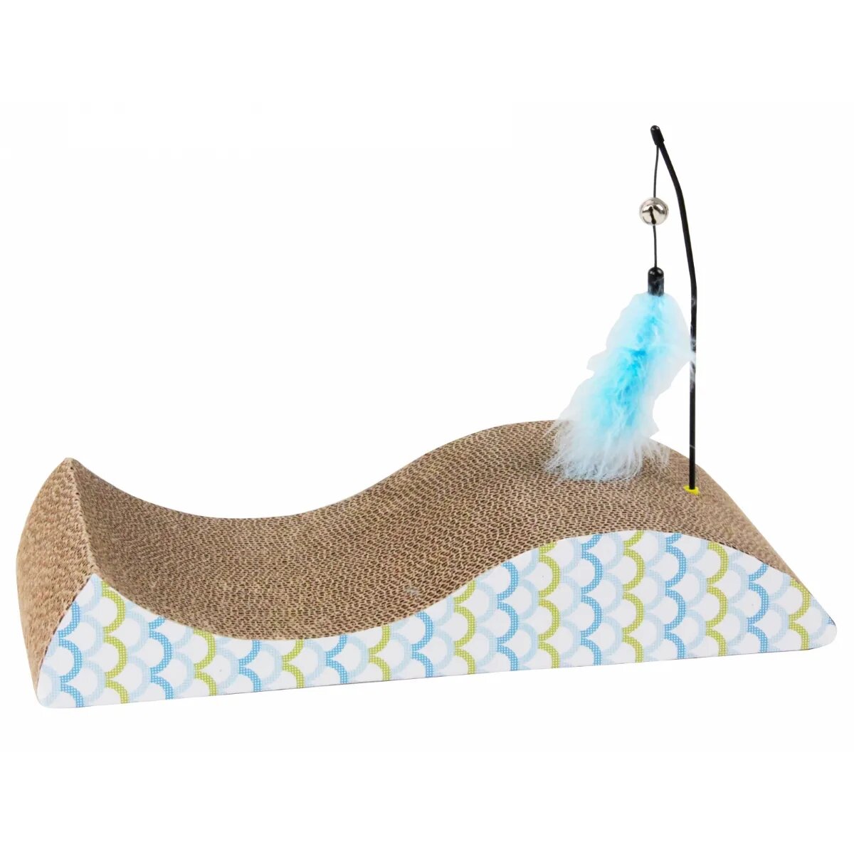 Pawise Fish scratcher pisici carton albastru și maro 48 x 22 x 8.5 cm