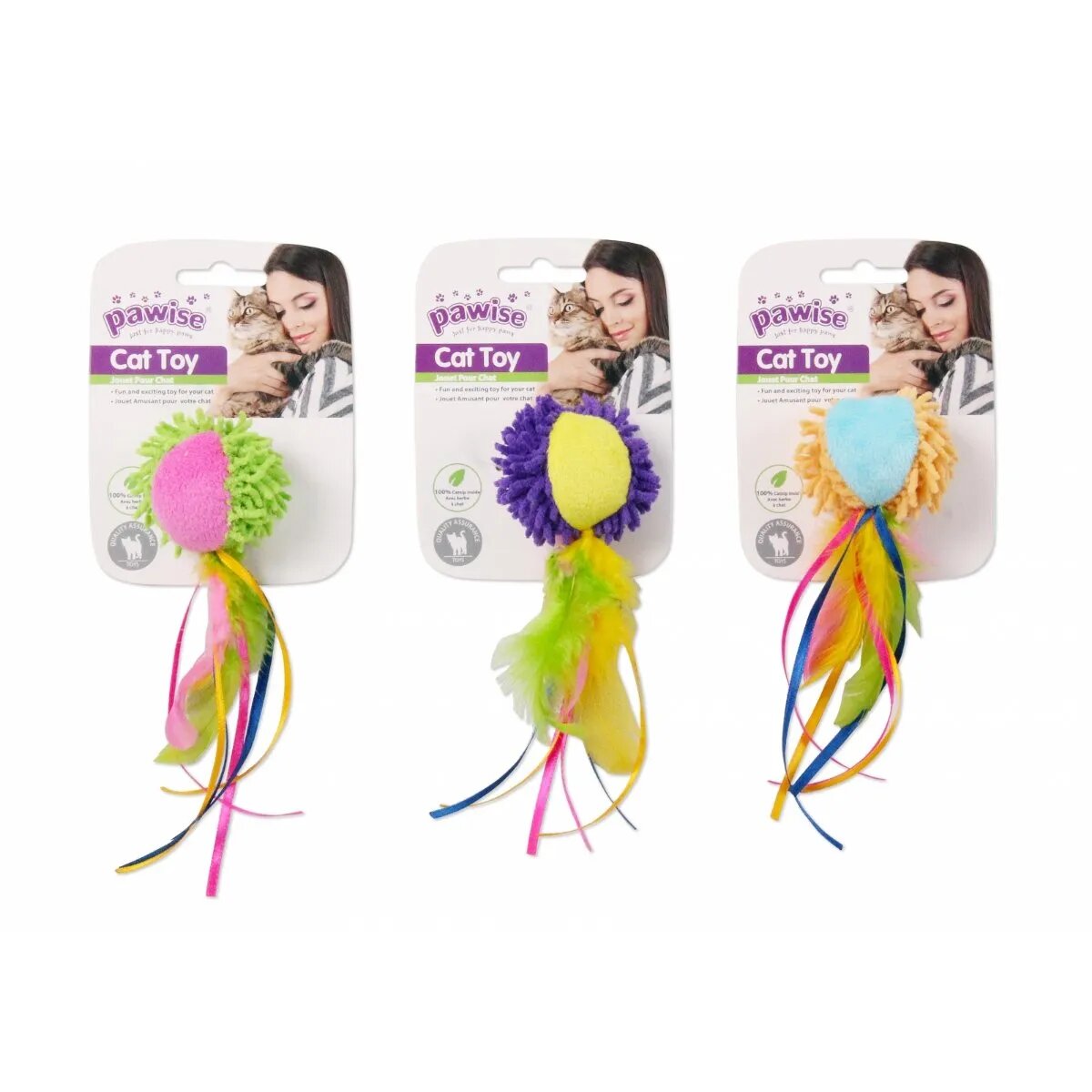 Pawise Minge cu Pene si Panglici jucărie de pluș pisici pluș catnip activități fizice diverse culori 9.5 x 15 x 4.5 cm