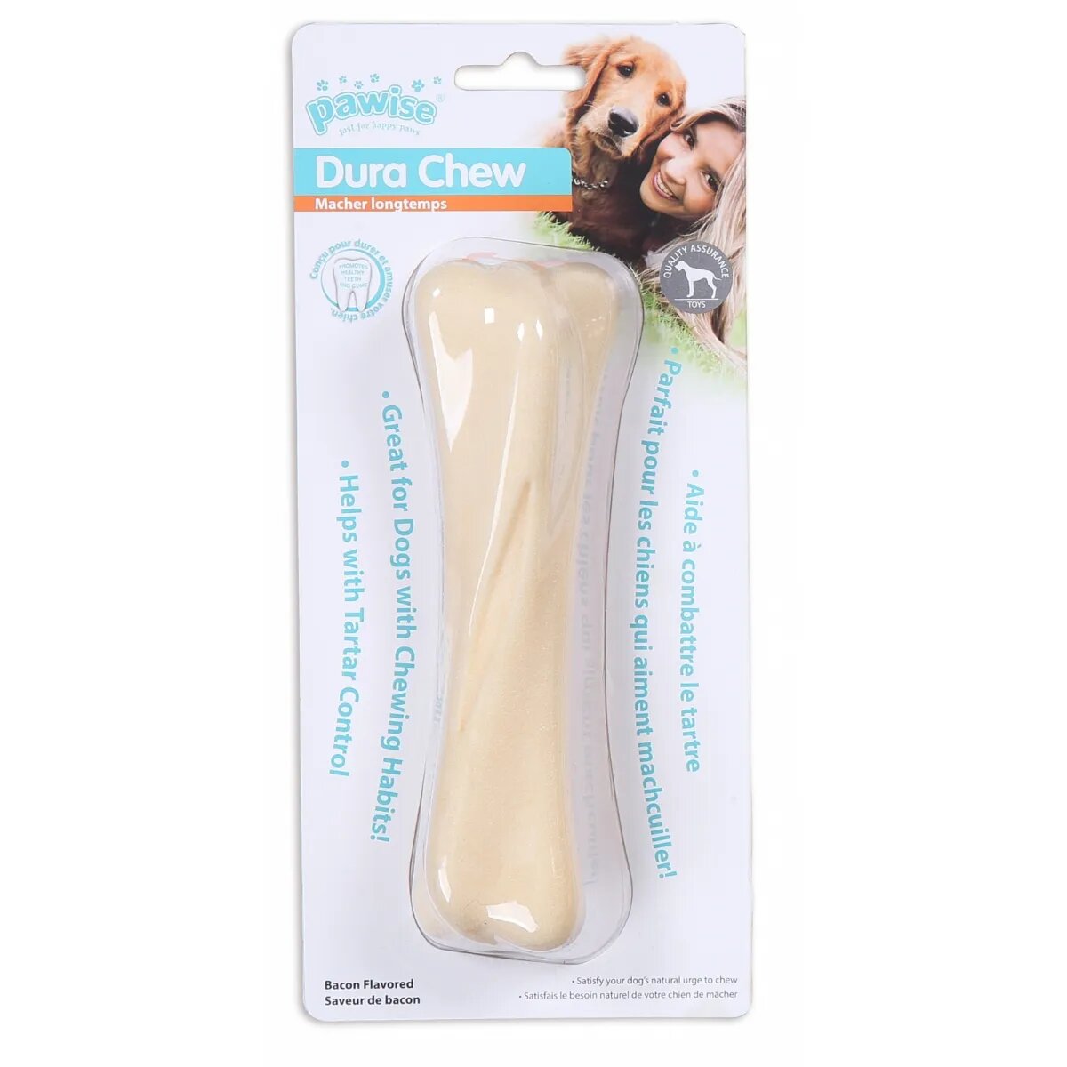 Pawise Os jucărie de ros câini Bacon M-L cauciuc dentiție bej 16.5cm