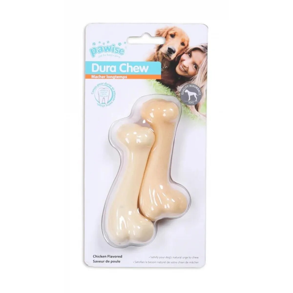 Pawise Os jucărie de ros câini Pui M-L plastic dentiție bej 10cm