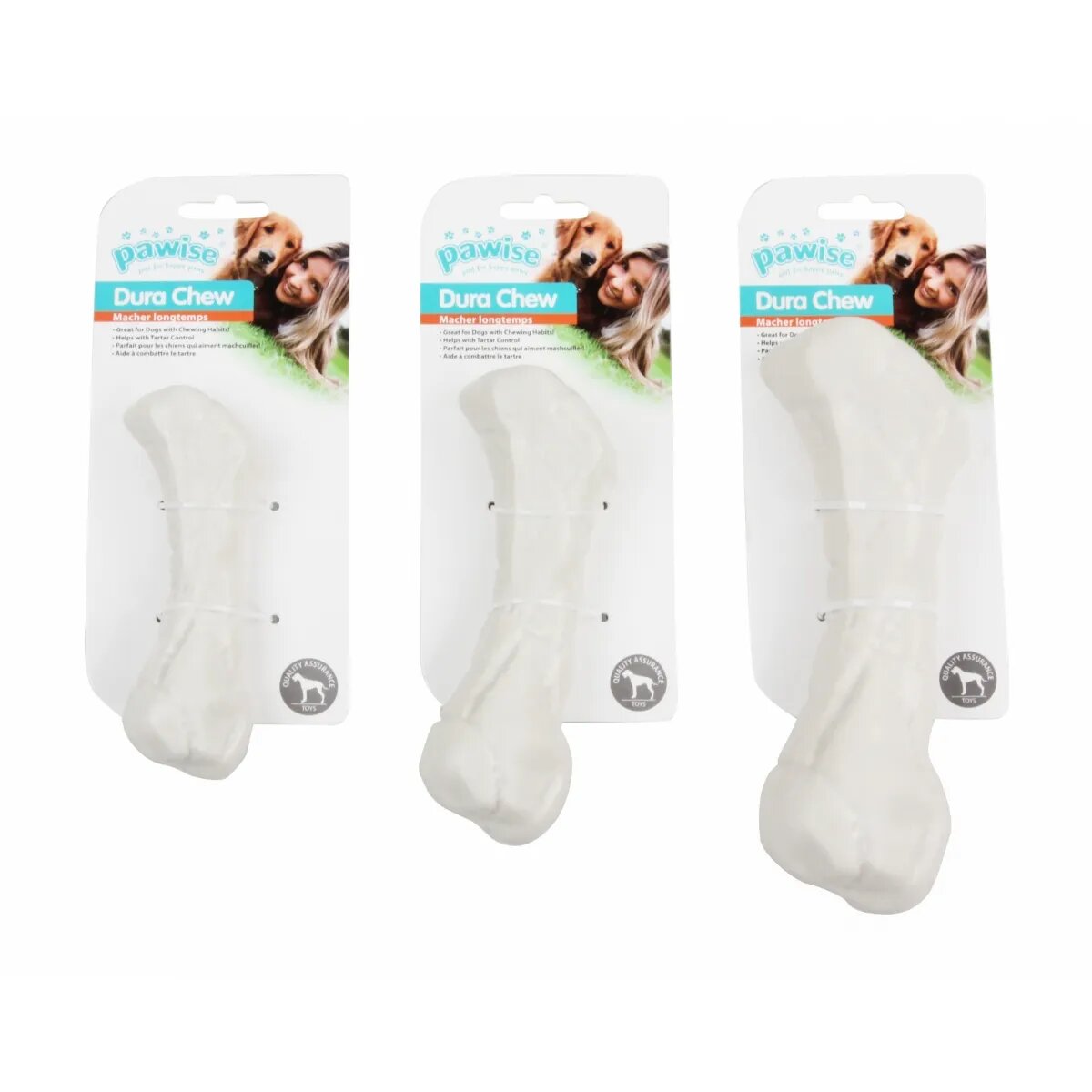 Pawise Os jucărie de ros câini Pui S-L plastic dentiție alb 13.5 cm