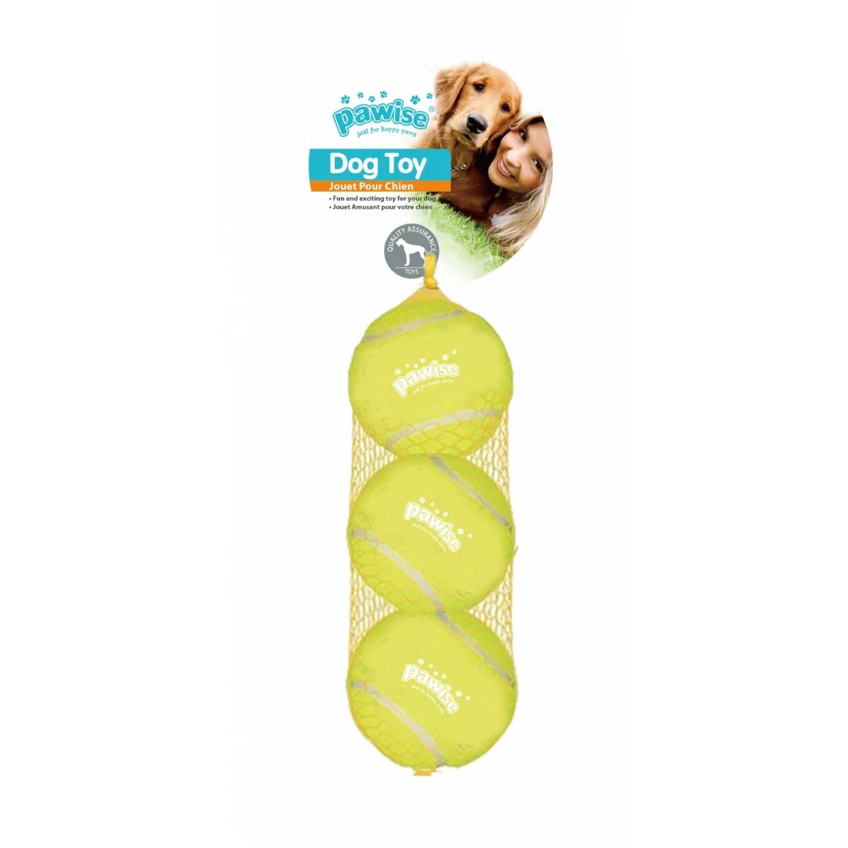 Pawise Set 3 Mingi de Tenis jucărie minge câini S-XL sintetic activități fizice galben ⌀6.3 cm