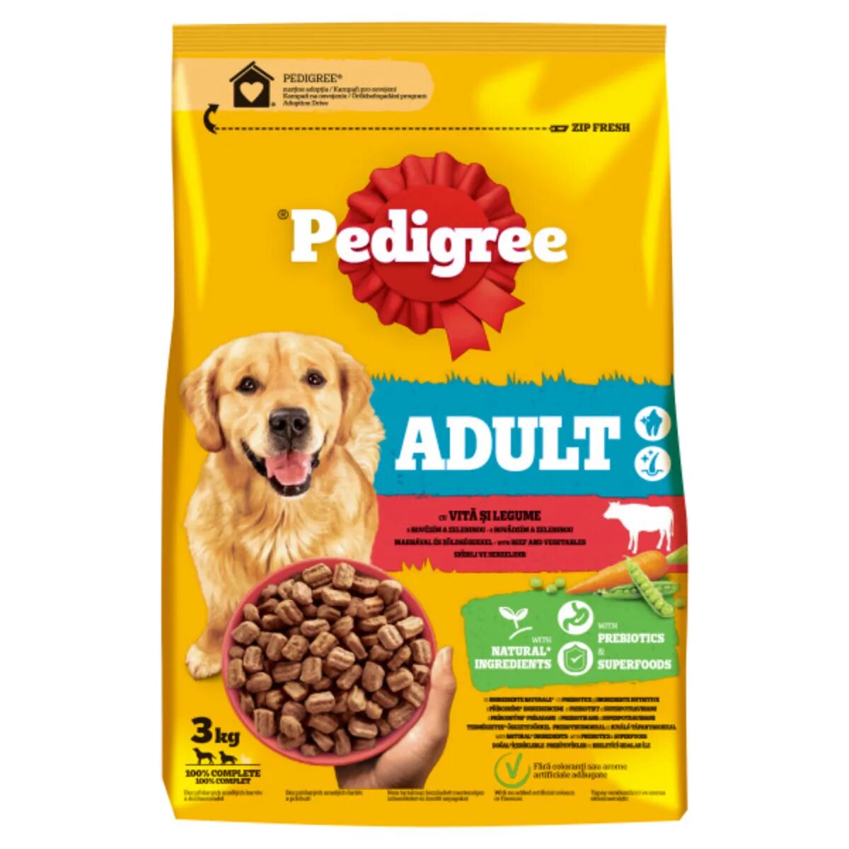 PEDIGREE Adult M-XL Vită și Legume hrană uscată câini 3kg
