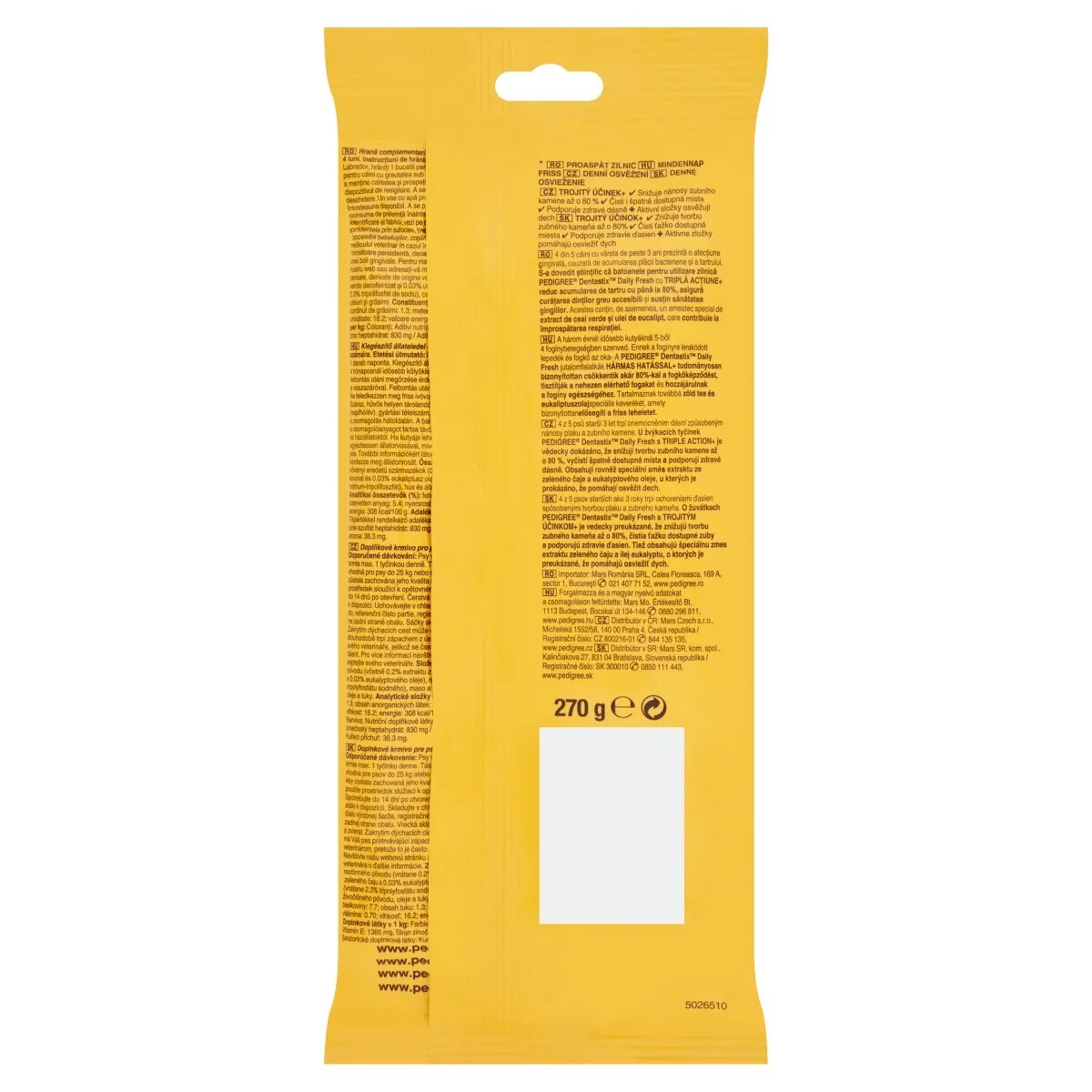 PEDIGREE DentaStix Daily Fresh recompense câini talie mare batoane ceai verde 7buc