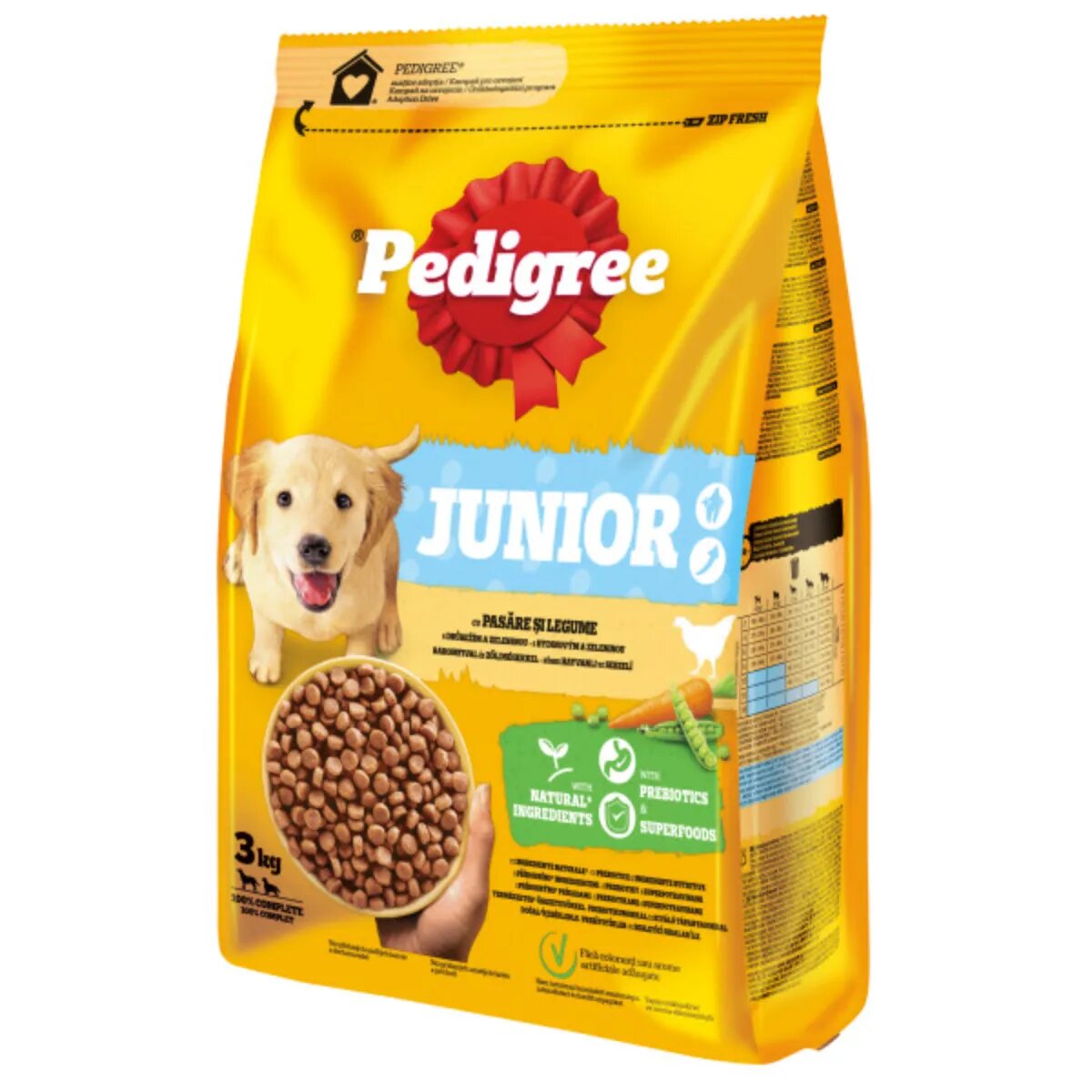 PEDIGREE Junior M-XL Pasăre și Legume hrană uscată câini junior 3kg