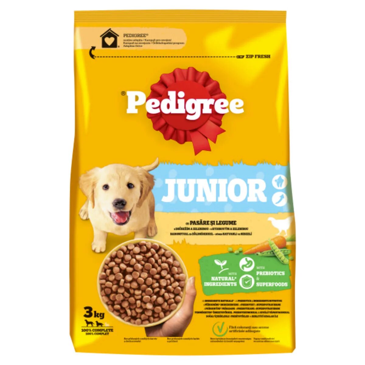 PEDIGREE Junior M-XL Pasăre și Legume hrană uscată câini junior 3kg