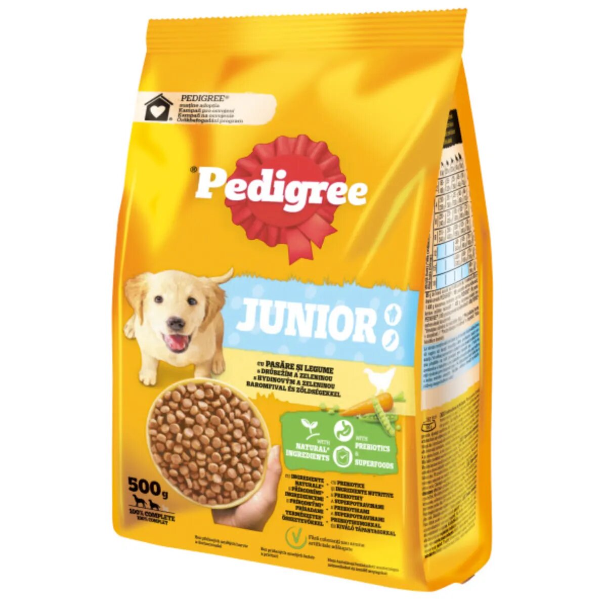PEDIGREE Junior M-XL Pasăre și Legume hrană uscată câini junior 500g