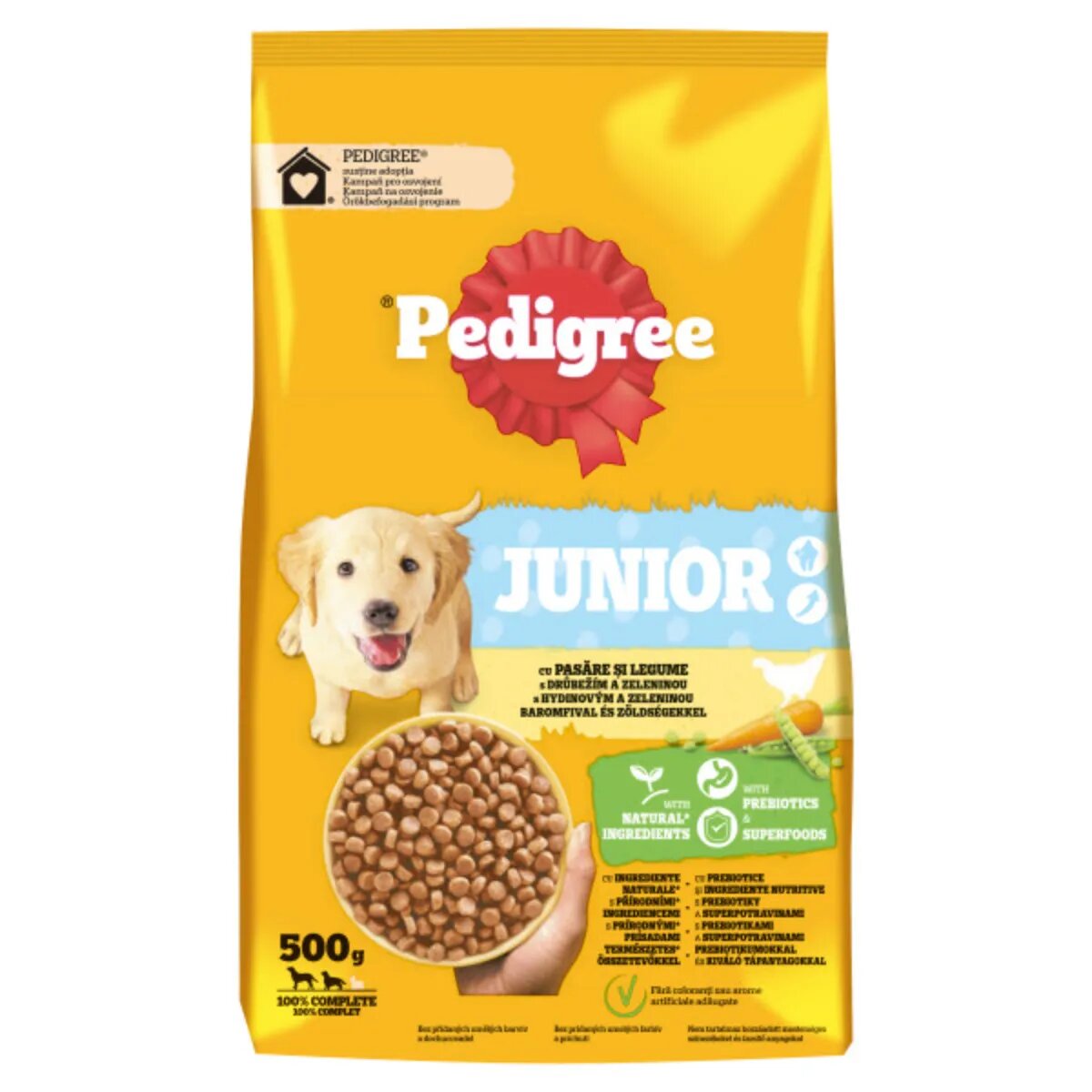 PEDIGREE Junior M-XL Pasăre și Legume hrană uscată câini junior 500g