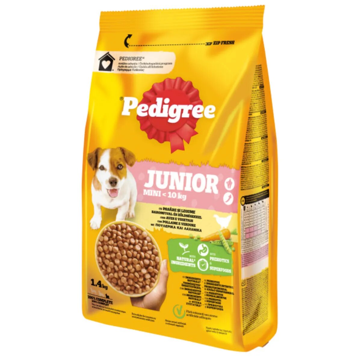 PEDIGREE Junior Mini XS-S Pasăre și Legume hrană uscată câini junior 1.4kg