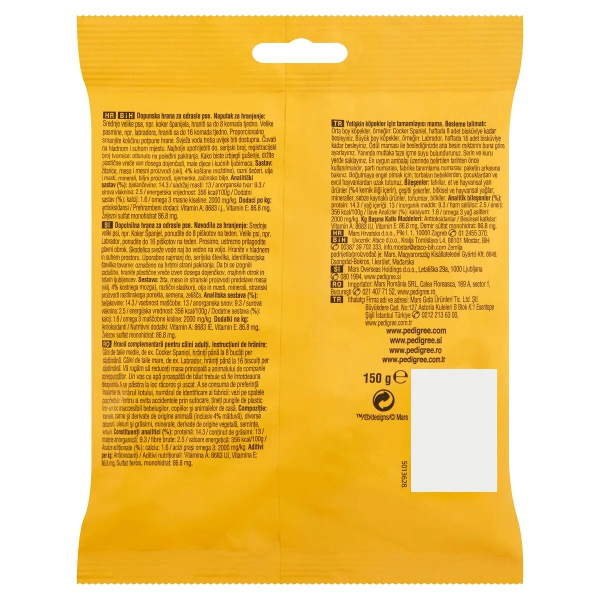 PEDIGREE Markies recompense câini biscuiți aromă de măduvă 150g