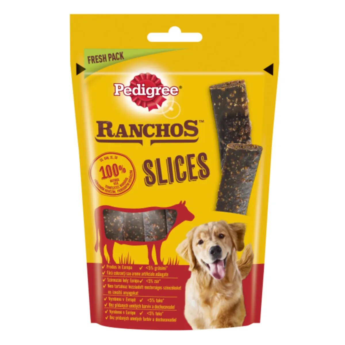 PEDIGREE Ranchos Slices XS-XL Vită punguță recompense câini 60g