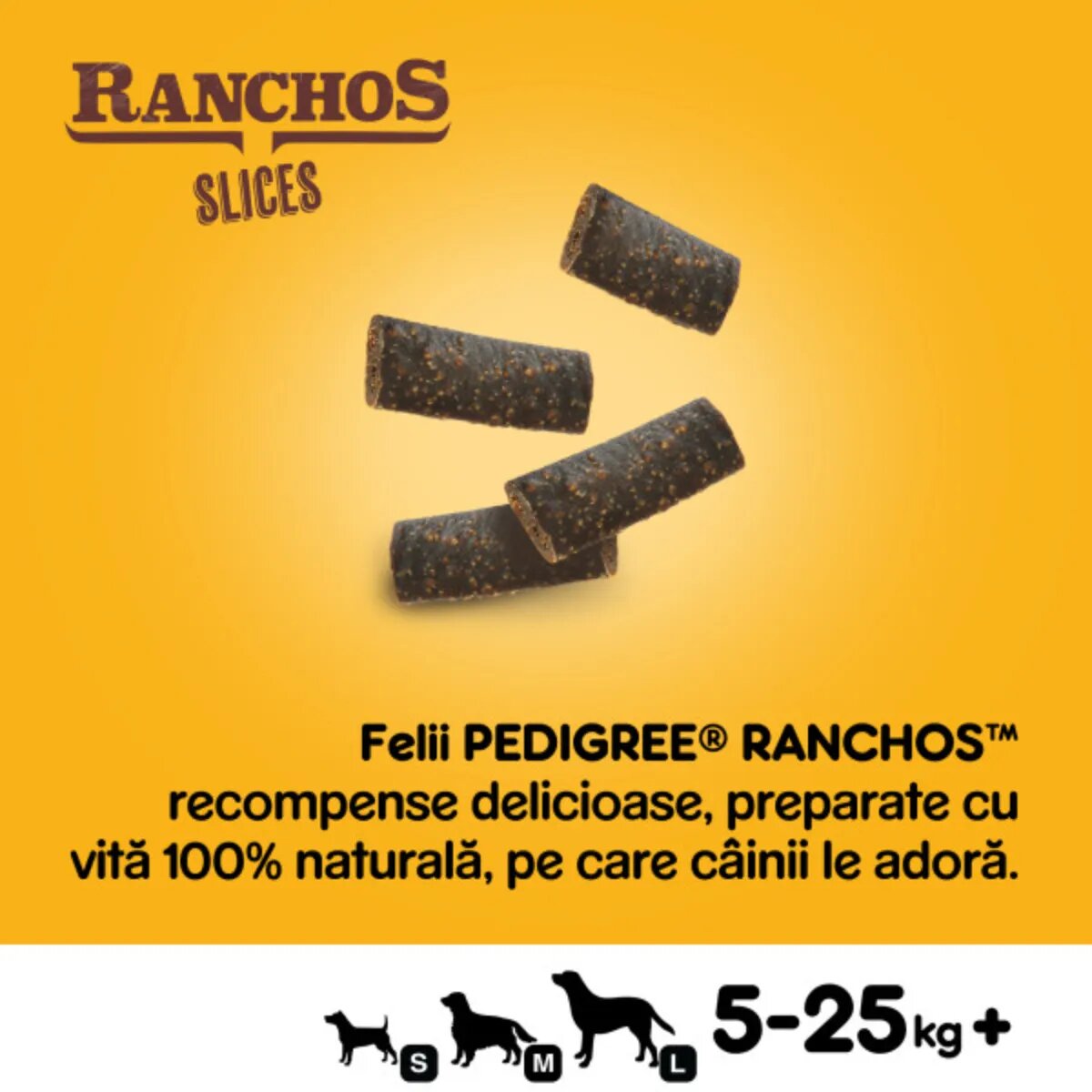 PEDIGREE Ranchos Slices XS-XL Vită punguță recompense câini 60g