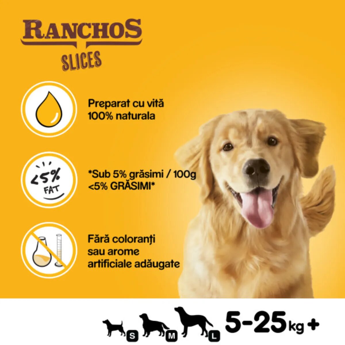 PEDIGREE Ranchos Slices XS-XL Vită punguță recompense câini 60g