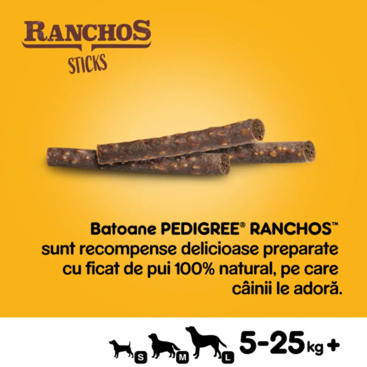 PEDIGREE Ranchos Sticks XS-XL Pui punguță recompense câini 60g